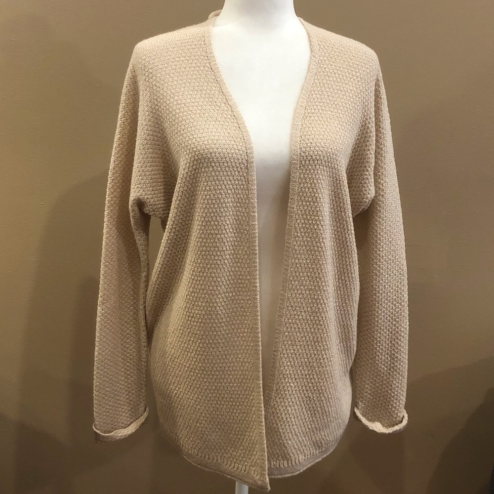 Staccato Tan Cover Up Cardigan Sweater with Shoelace Detail in Back, Size S